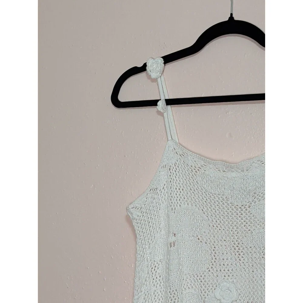 ❤️Wild Fable Cover up Womens XL White Crochet Flower Boho Summer Festival❤️ - Picture 5 of 11